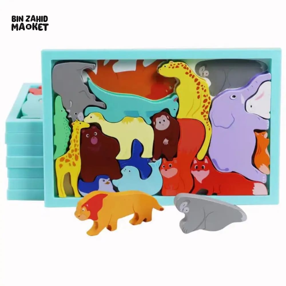 MONTESSORI 3D WOODEN ANIMAL PUZZLE TOY – EARLY EDUCATION TODDLER BLOCK SET