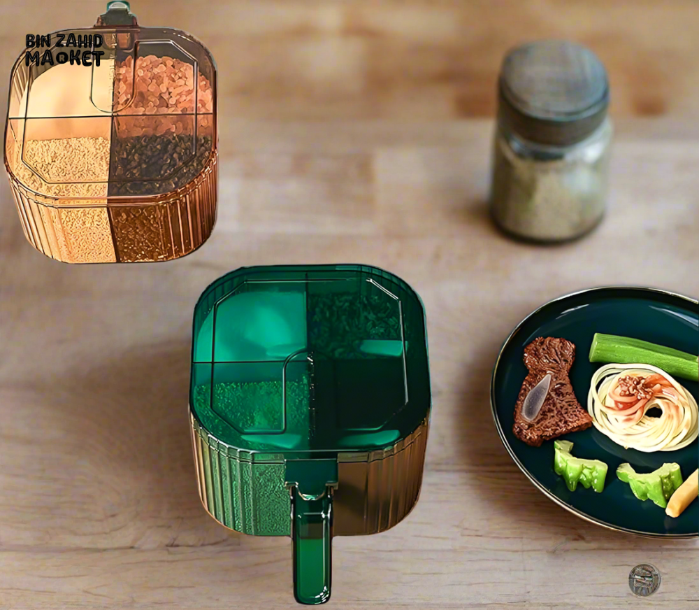 MULTI-COMPARTMENT SPICE BOX – KITCHEN SALT & SEASONING JAR SET