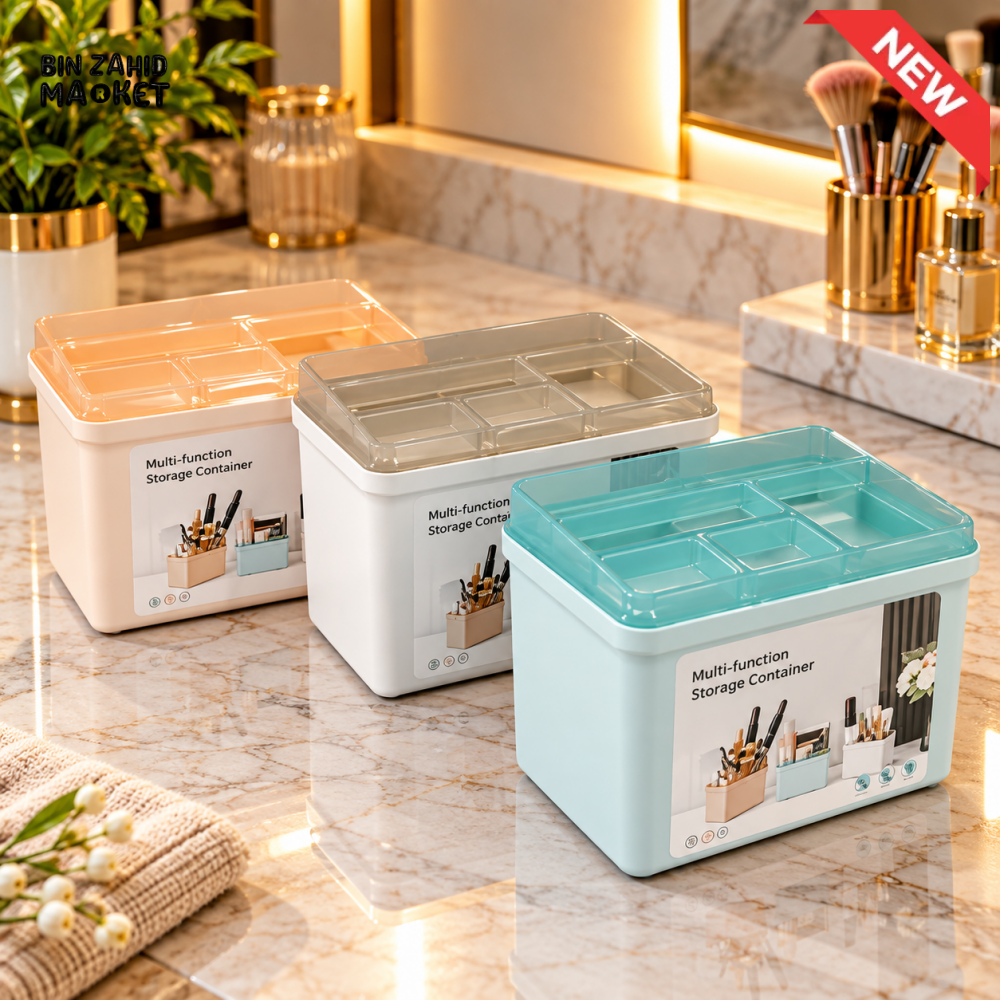 MULTI-FUNCTION COSMETIC STORAGE ORGANIZER WITH COMPARTMENT TRAY - Beauty & Makeup Organizers