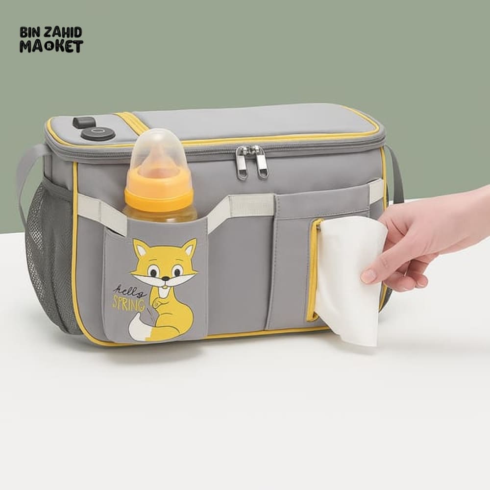 MULTI-FUNCTION DIAPER BAG ORGANIZER – STROLLER ATTACHABLE BABY TRAVEL BAG - GREY