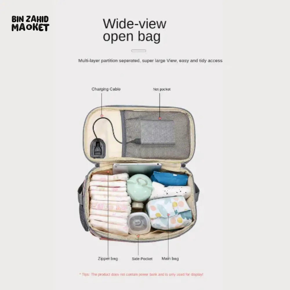 MULTI-FUNCTION DIAPER BAG ORGANIZER – STROLLER ATTACHABLE BABY TRAVEL BAG - GREY