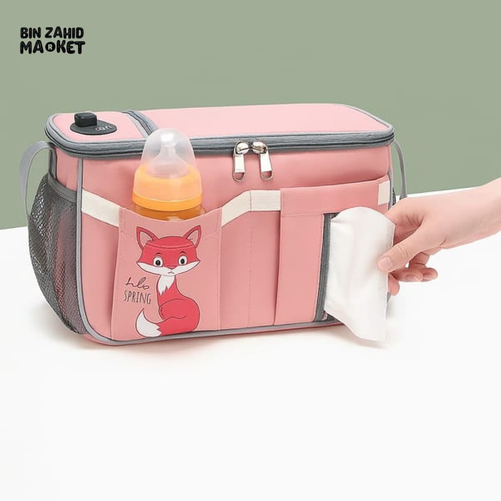 MULTI-FUNCTION DIAPER BAG ORGANIZER – STROLLER ATTACHABLE BABY TRAVEL BAG - PINK