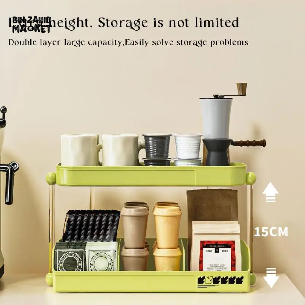MULTI-LAYER TEA & MUG STORAGE RACK COUNTERTOP ORGANIZER & SPACE-SAVING TEA BAG HOLDER FOR KITCHEN OFFICE & COFFEE BAR