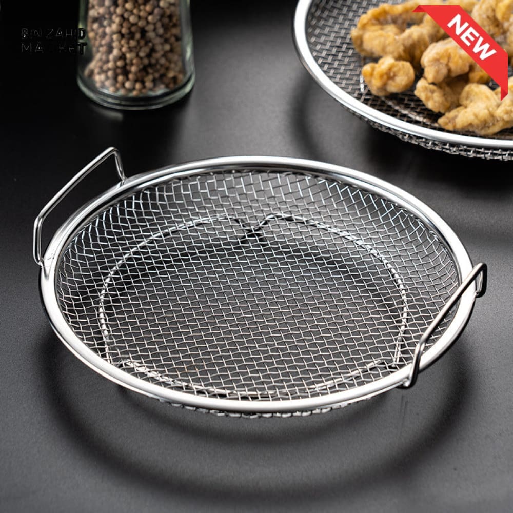 MULTI-PURPOSE STAINLESS STEEL OIL DRAINING TRAY – AIR FRYER MESH PAN & FRIED FOOD STRAINER