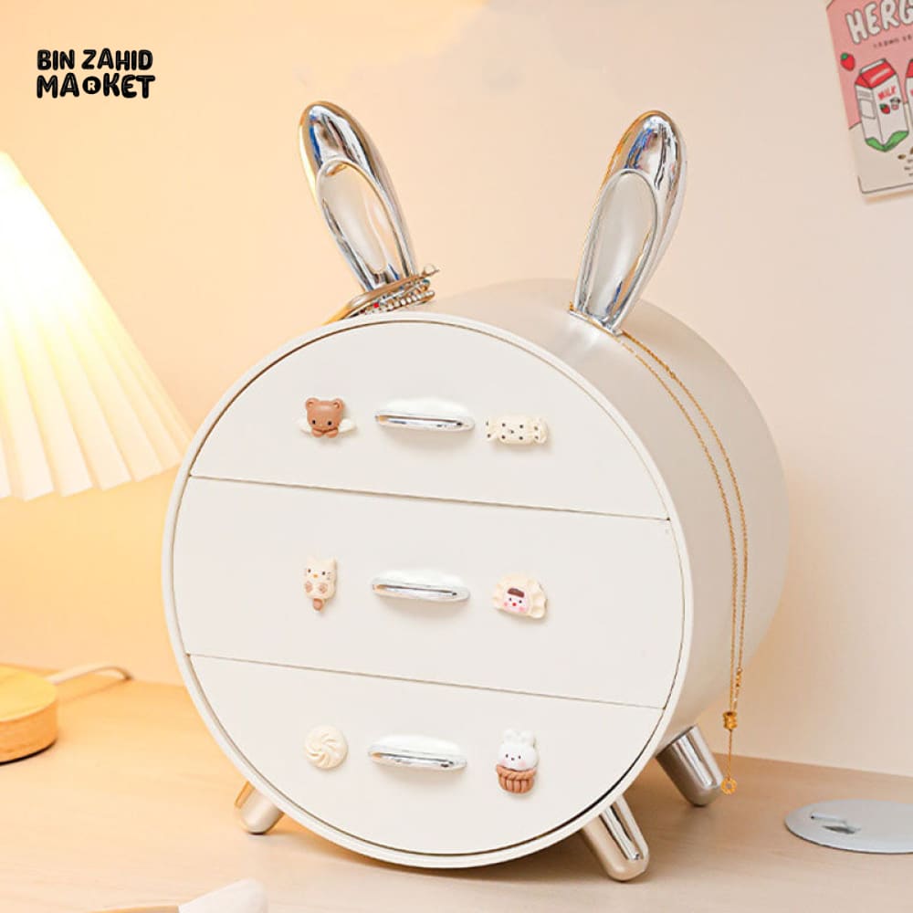 MULTI-TIER DRAWER STORAGE BOX – CUTE RABBIT DESIGN COSMETIC & STATIONERY HOLDER