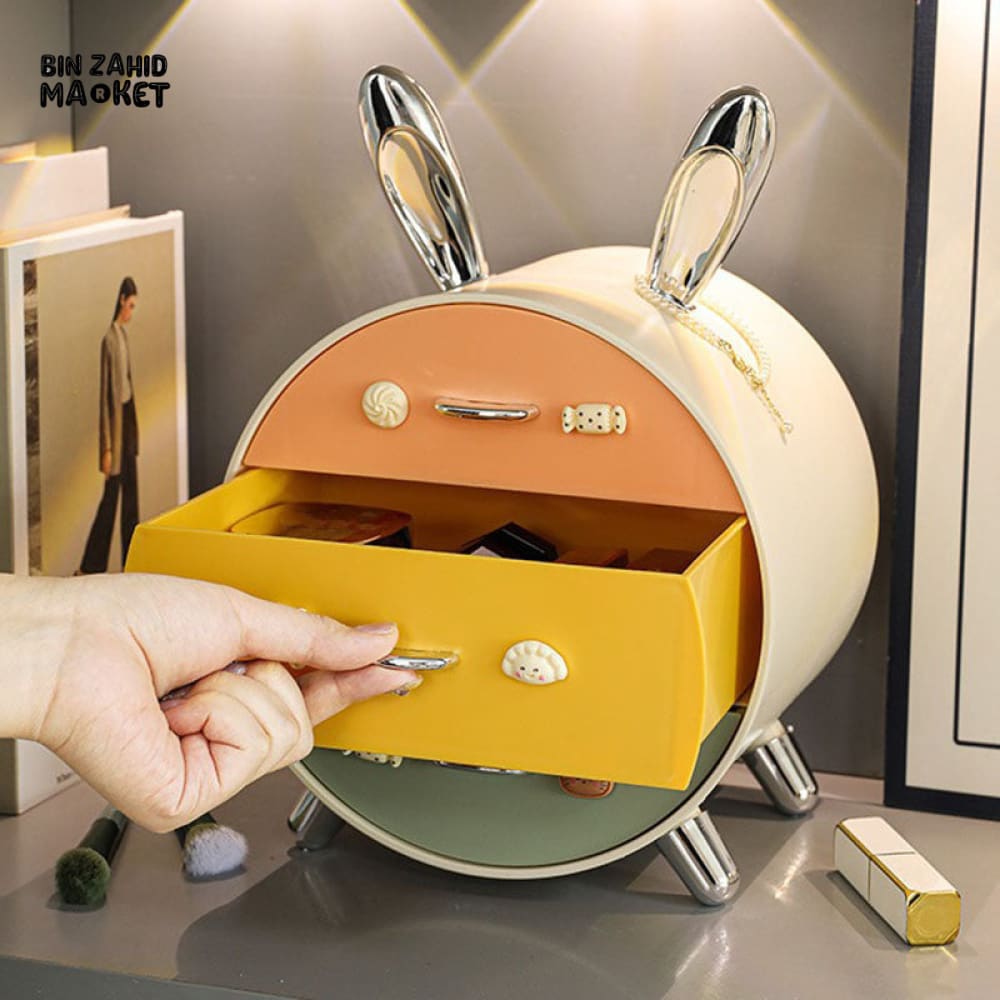 MULTI-TIER DRAWER STORAGE BOX – CUTE RABBIT DESIGN COSMETIC & STATIONERY HOLDER