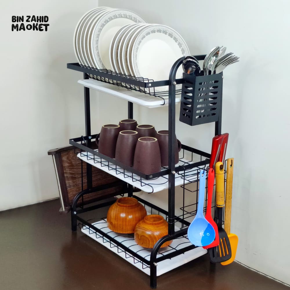 MULTI-TIERED DISH ORGANIZER 3 Layer
