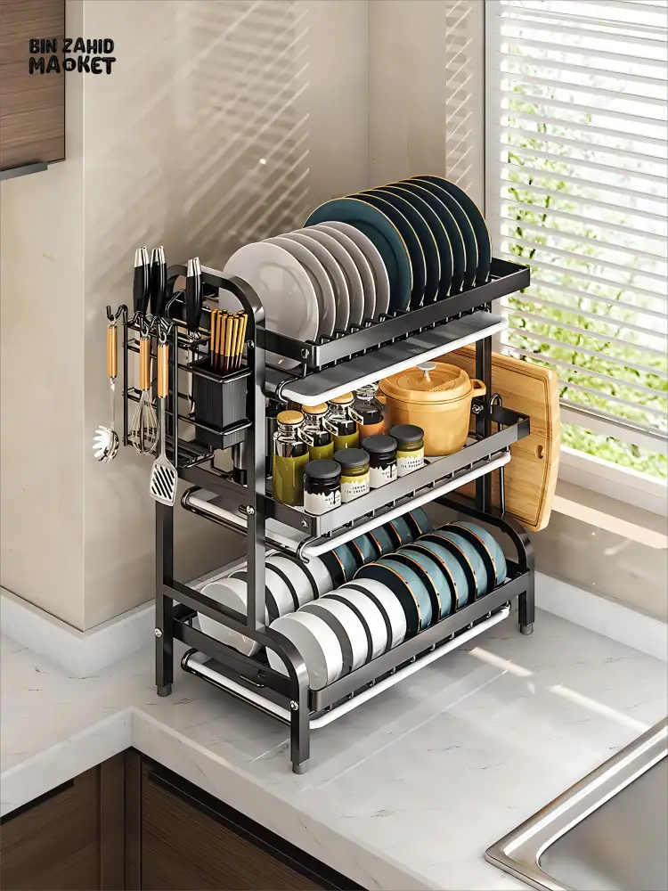 MULTI TIERS KITCHEN DISH ORGANIZER RACKS 3 Tiers
