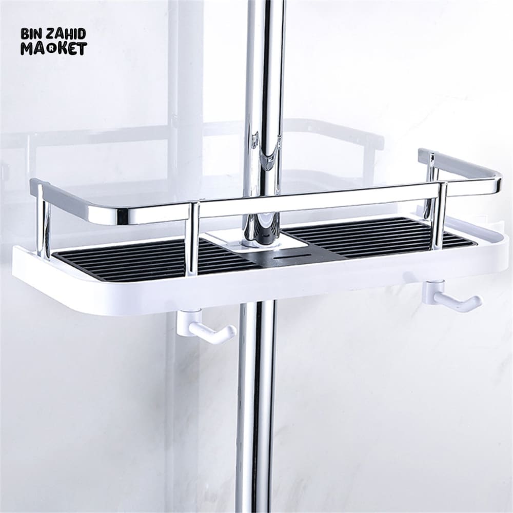 MULTIFUNCTION BATHROOM ORGANIZER LIFTING ROD SOAP HOLDER SHOWER SHELF STORAGE RACK