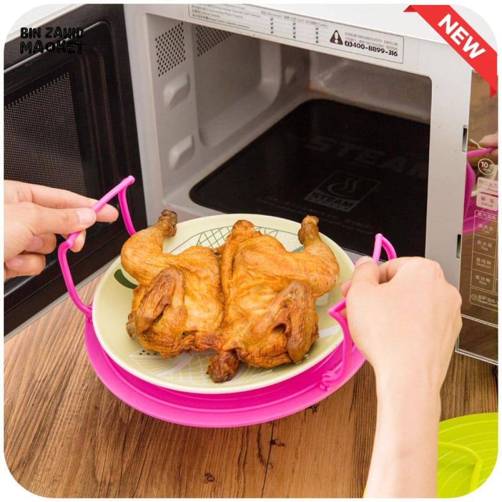 MULTIFUNCTION INSULATED HEATING TRAY – MICROWAVE STEAMING RACK & SHELF PLASTIC KITCHEN GADGET COOKING TOOL