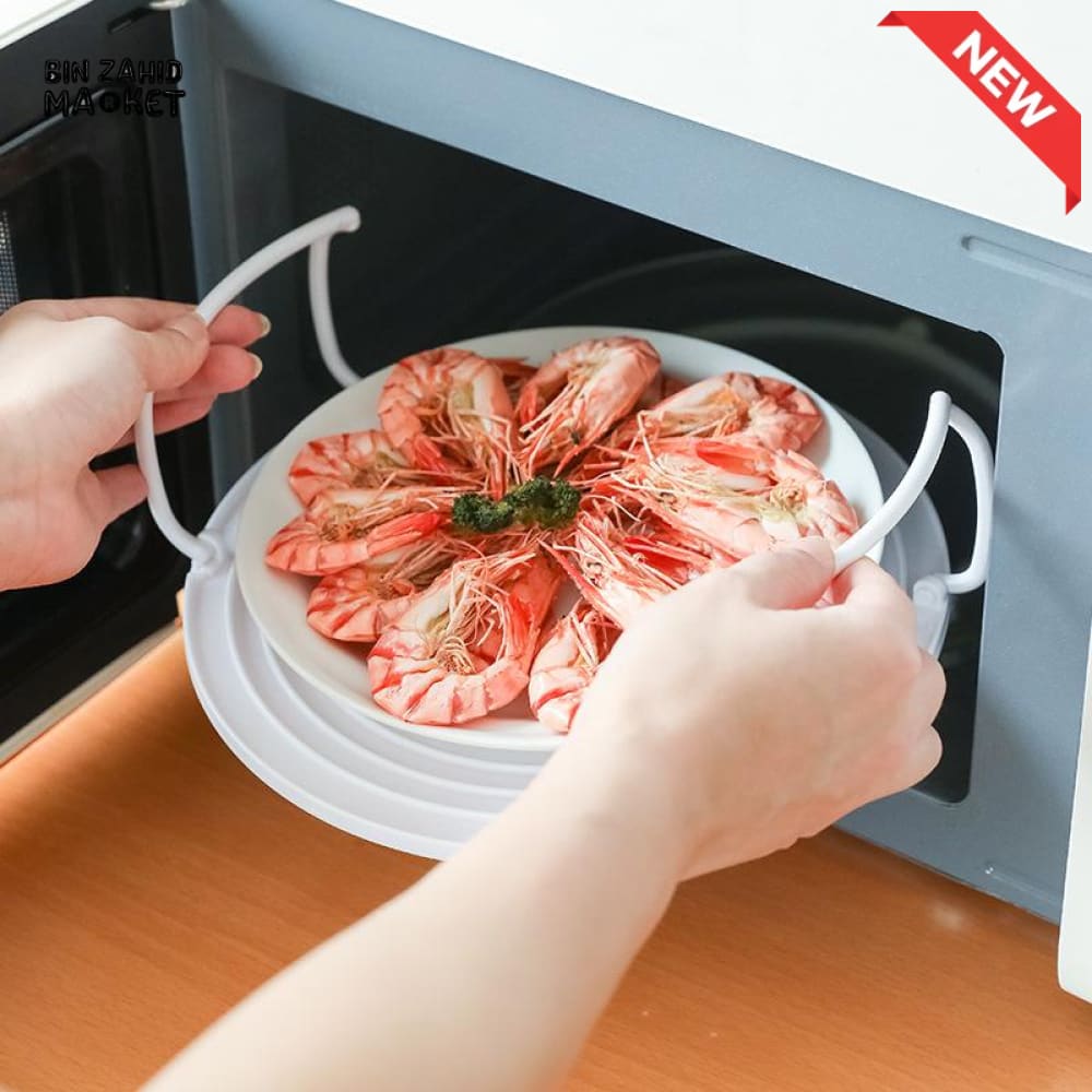 MULTIFUNCTION INSULATED HEATING TRAY – MICROWAVE STEAMING RACK & SHELF PLASTIC KITCHEN GADGET COOKING TOOL
