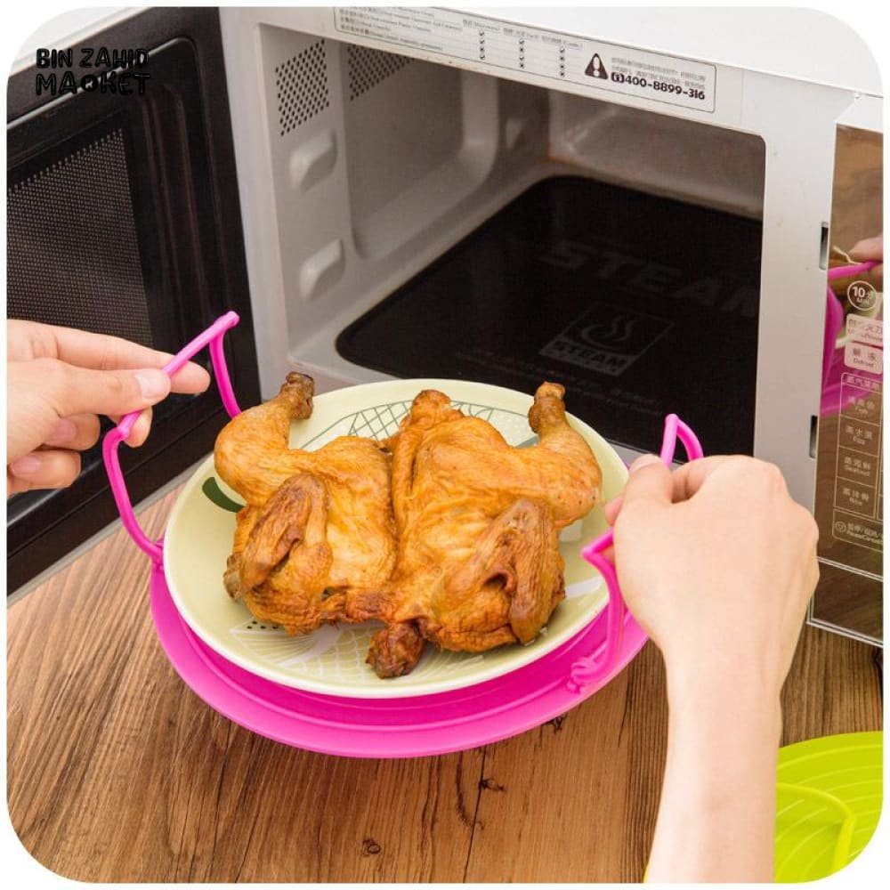 MULTIFUNCTION INSULATED HEATING TRAY – MICROWAVE STEAMING RACK & SHELF PLASTIC KITCHEN GADGET COOKING TOOL