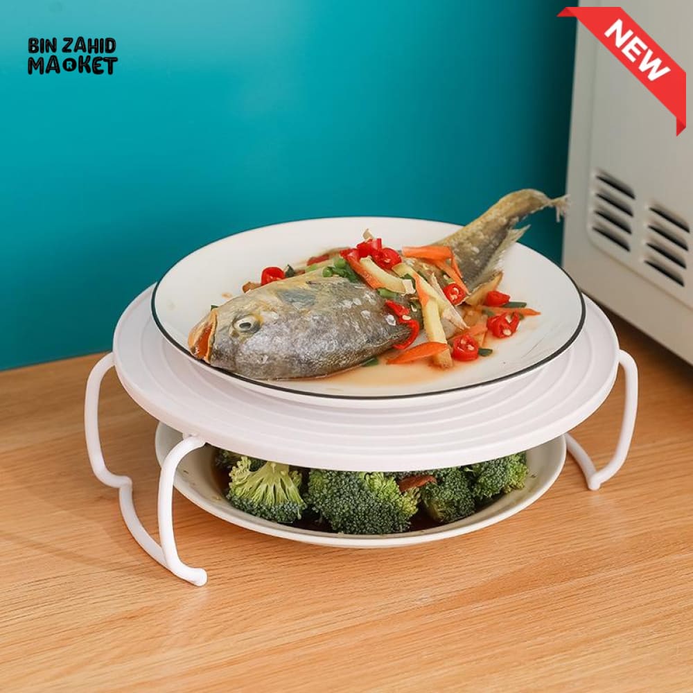 MULTIFUNCTION INSULATED HEATING TRAY – MICROWAVE STEAMING RACK & SHELF PLASTIC KITCHEN GADGET COOKING TOOL