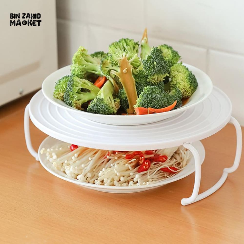MULTIFUNCTION INSULATED HEATING TRAY – MICROWAVE STEAMING RACK & SHELF PLASTIC KITCHEN GADGET COOKING TOOL