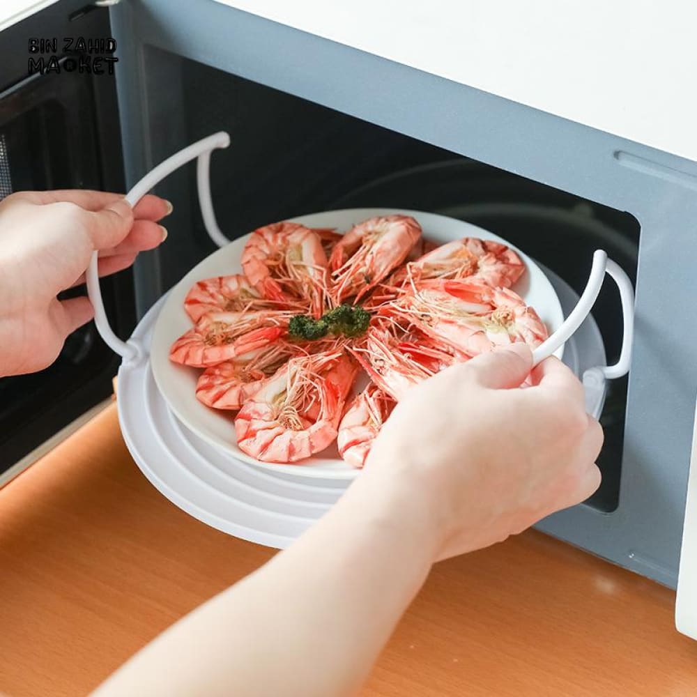 MULTIFUNCTION INSULATED HEATING TRAY – MICROWAVE STEAMING RACK & SHELF PLASTIC KITCHEN GADGET COOKING TOOL