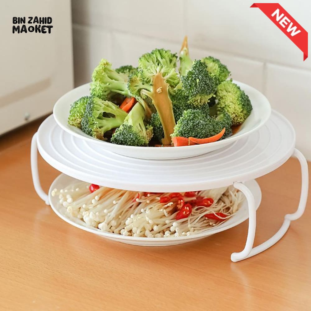 MULTIFUNCTION INSULATED HEATING TRAY – MICROWAVE STEAMING RACK & SHELF PLASTIC KITCHEN GADGET COOKING TOOL