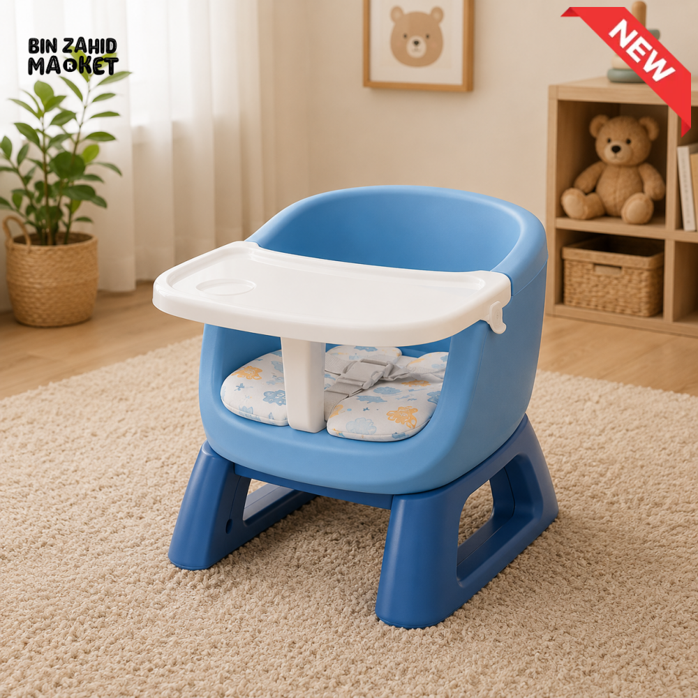 MULTIFUNCTIONAL BABY FEEDING CHAIR WITH TRAY FOR TODDLERS - BLUE