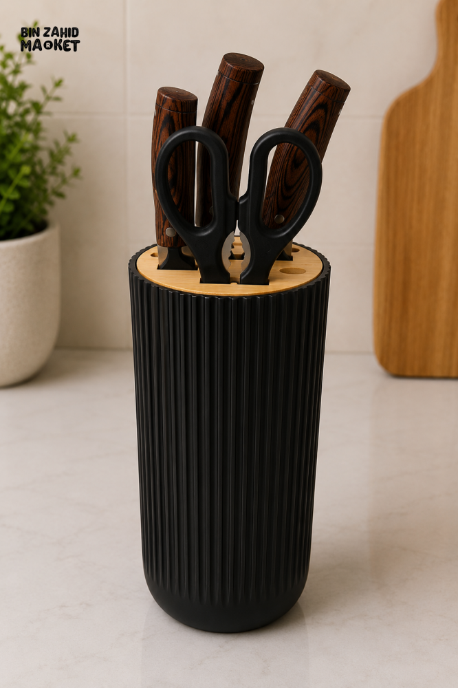 MULTIFUNCTIONAL KNIFE AND SCISSOR HOLDER - BLACK - Knife Blocks