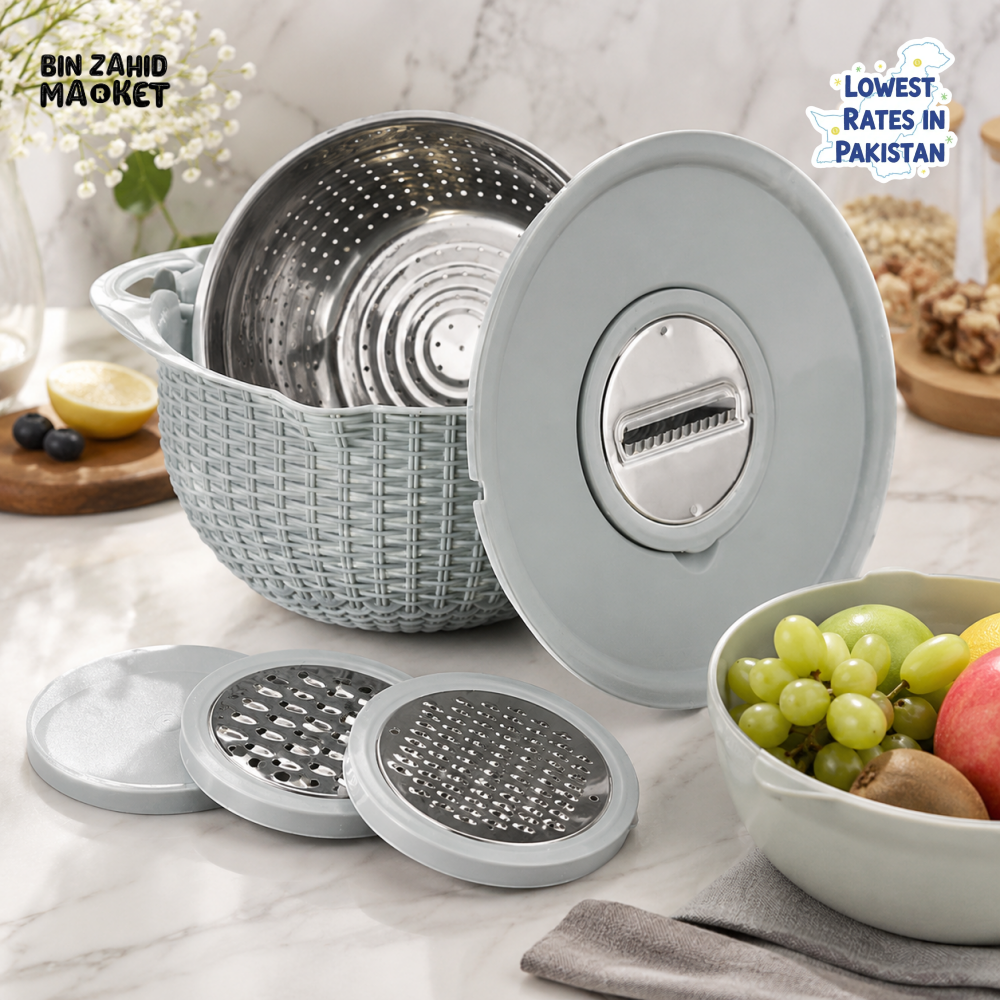 MULTIFUNCTIONAL STAINLESS STEEL STRAINER & DRAIN BASKET BOWL SET