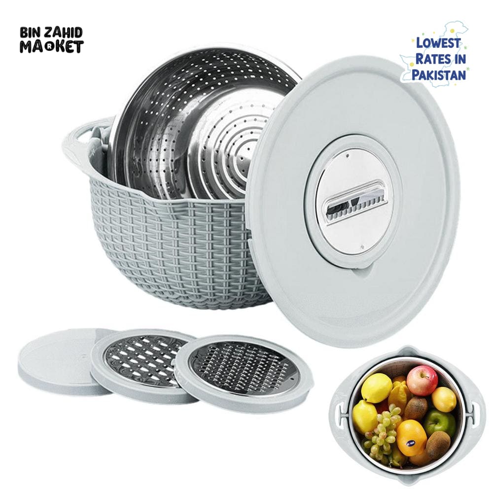 MULTIFUNCTIONAL STAINLESS STEEL STRAINER & DRAIN BASKET BOWL SET