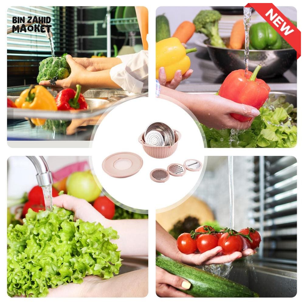MULTIFUNCTIONAL STAINLESS STEEL STRAINER & DRAIN BASKET BOWL SET
