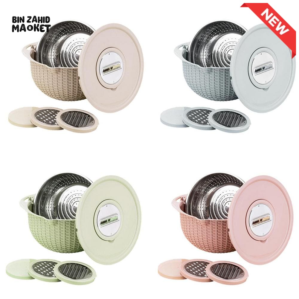 MULTIFUNCTIONAL STAINLESS STEEL STRAINER & DRAIN BASKET BOWL SET