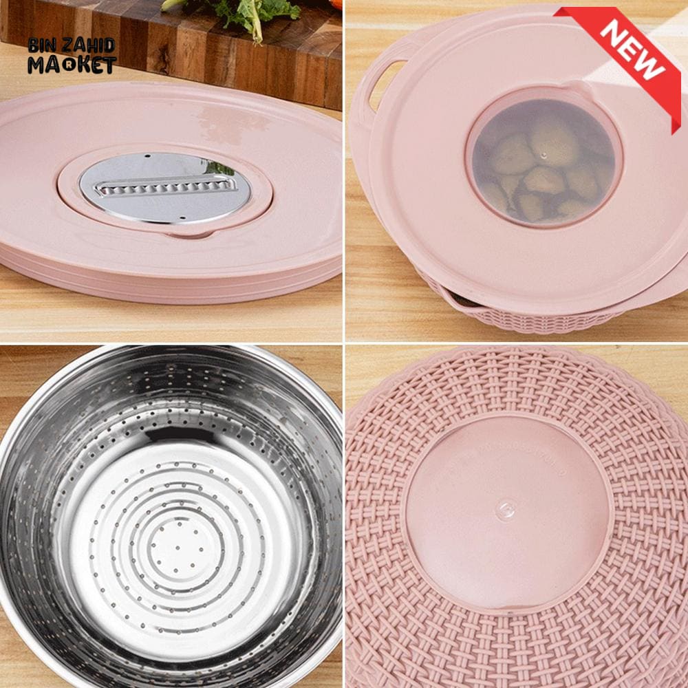 MULTIFUNCTIONAL STAINLESS STEEL STRAINER & DRAIN BASKET BOWL SET