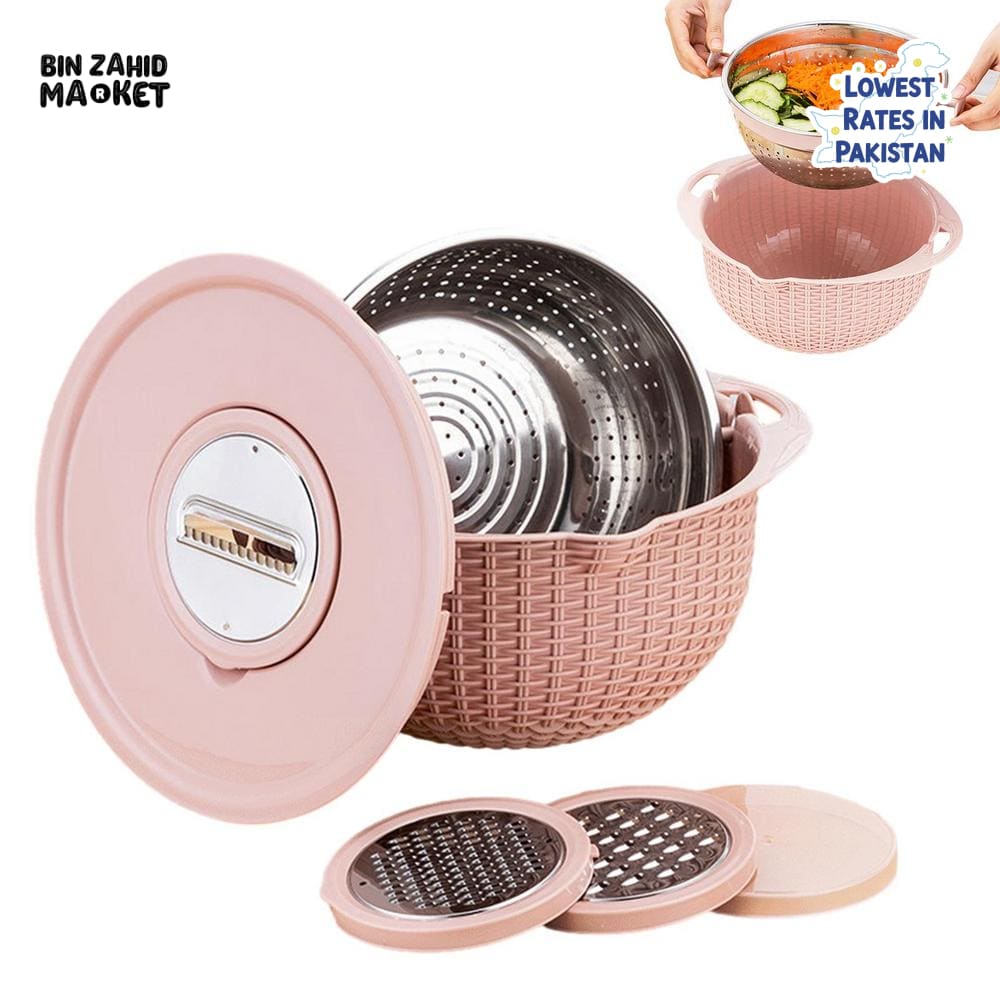 MULTIFUNCTIONAL STAINLESS STEEL STRAINER & DRAIN BASKET BOWL SET