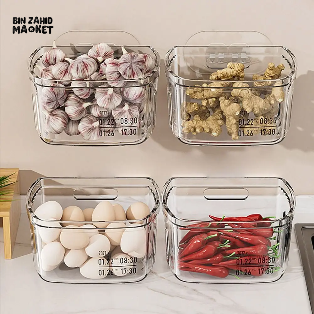 MULTIFUNCTIONAL WALL-MOUNTED STORAGE BASKET – PLASTIC DURABLE SPACE-SAVING VEGETABLE ORGANIZER