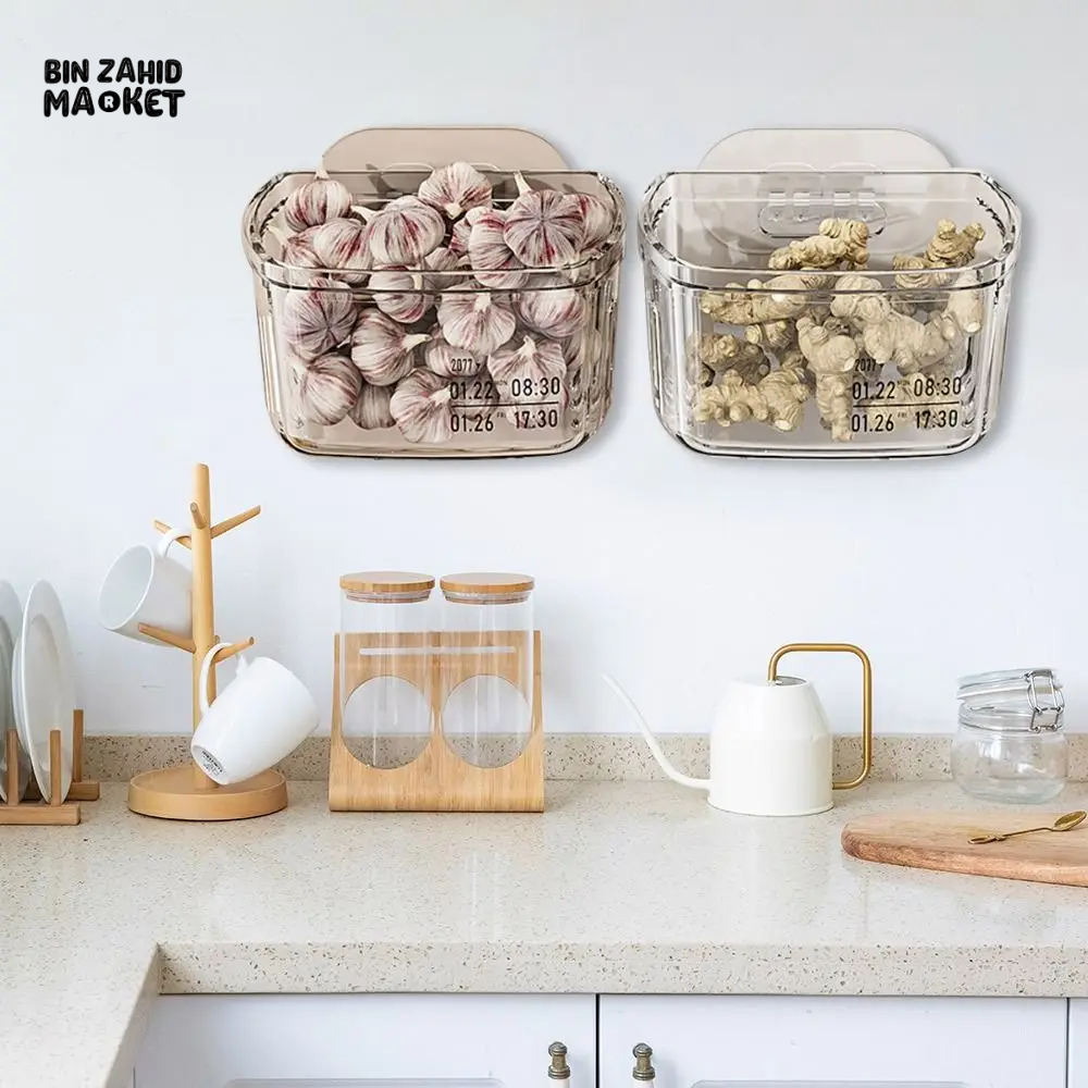 MULTIFUNCTIONAL WALL-MOUNTED STORAGE BASKET – PLASTIC DURABLE SPACE-SAVING VEGETABLE ORGANIZER