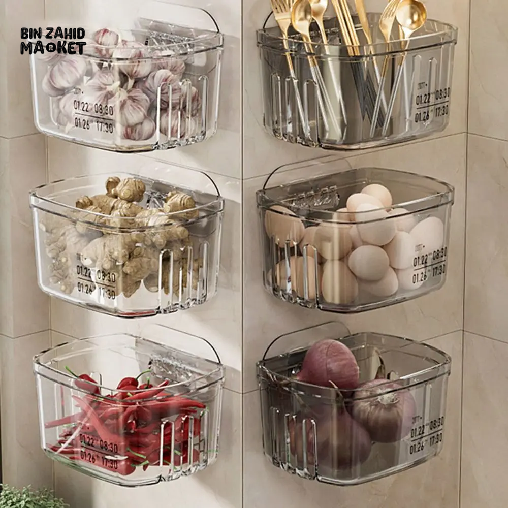 MULTIFUNCTIONAL WALL-MOUNTED STORAGE BASKET – PLASTIC DURABLE SPACE-SAVING VEGETABLE ORGANIZER