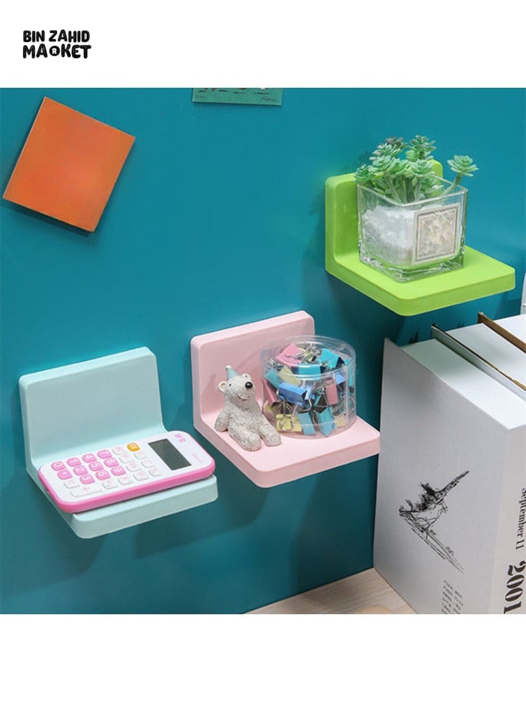 MULTIFUNCTIONAL WALL STORAGE RACK – NO-DRILL ADHESIVE SHELF FOR SOAP SPONGE KEYS & REMOTES