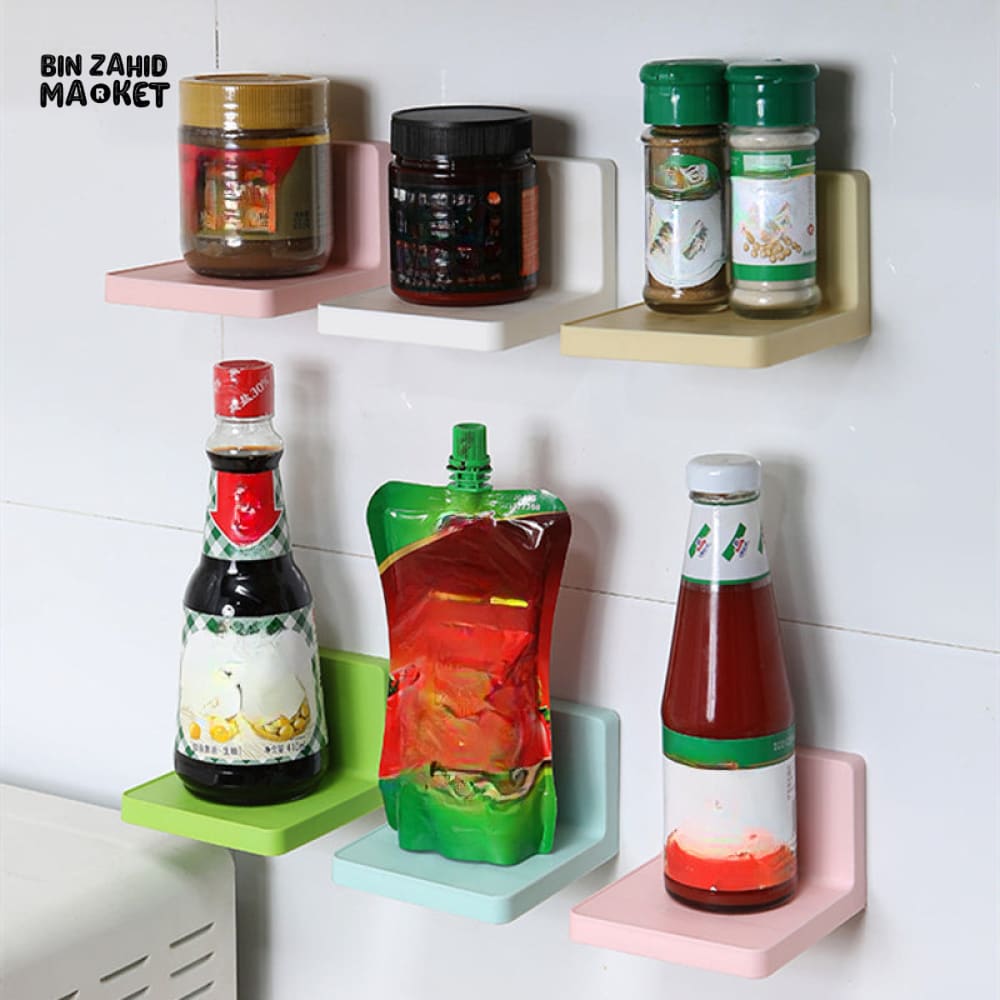 MULTIFUNCTIONAL WALL STORAGE RACK – NO-DRILL ADHESIVE SHELF FOR SOAP SPONGE KEYS & REMOTES