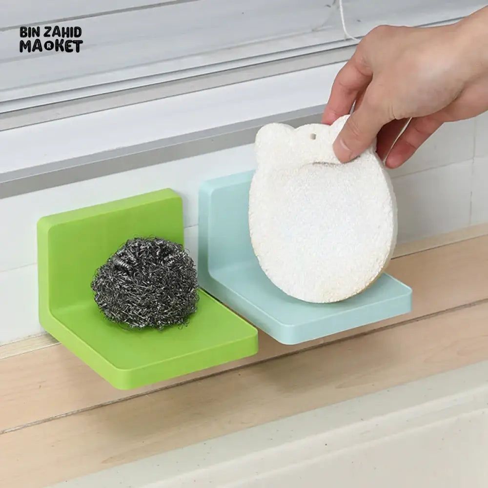 MULTIFUNCTIONAL WALL STORAGE RACK – NO-DRILL ADHESIVE SHELF FOR SOAP SPONGE KEYS & REMOTES