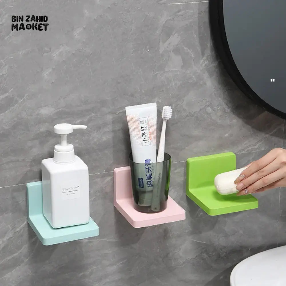 MULTIFUNCTIONAL WALL STORAGE RACK – NO-DRILL ADHESIVE SHELF FOR SOAP SPONGE KEYS & REMOTES