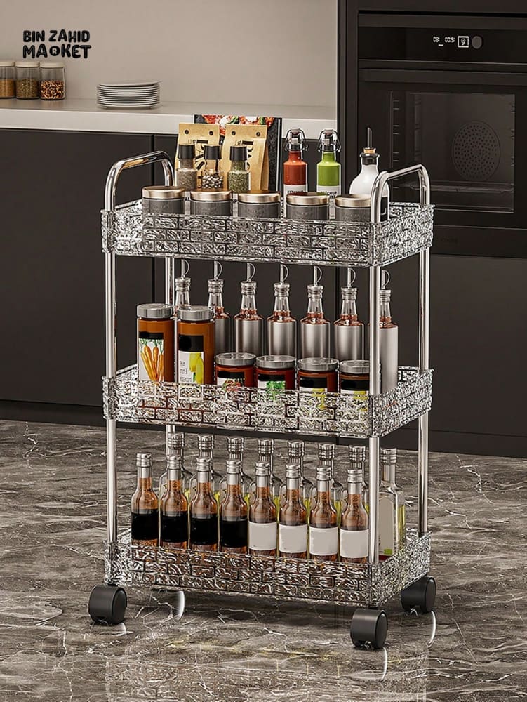 MULTIPLE LAYERS ACRYLIC MADE STORAGE CART WITH WHEELS 3 Layer
