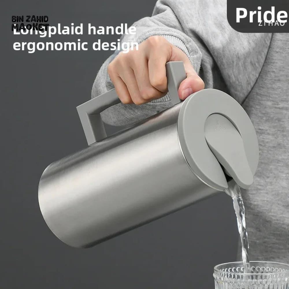 MULTIPURPOSE STAINLESS STEEL WATER PITCHER – WITH LID FOR JUICE ICED TEA & COFFEE MILK