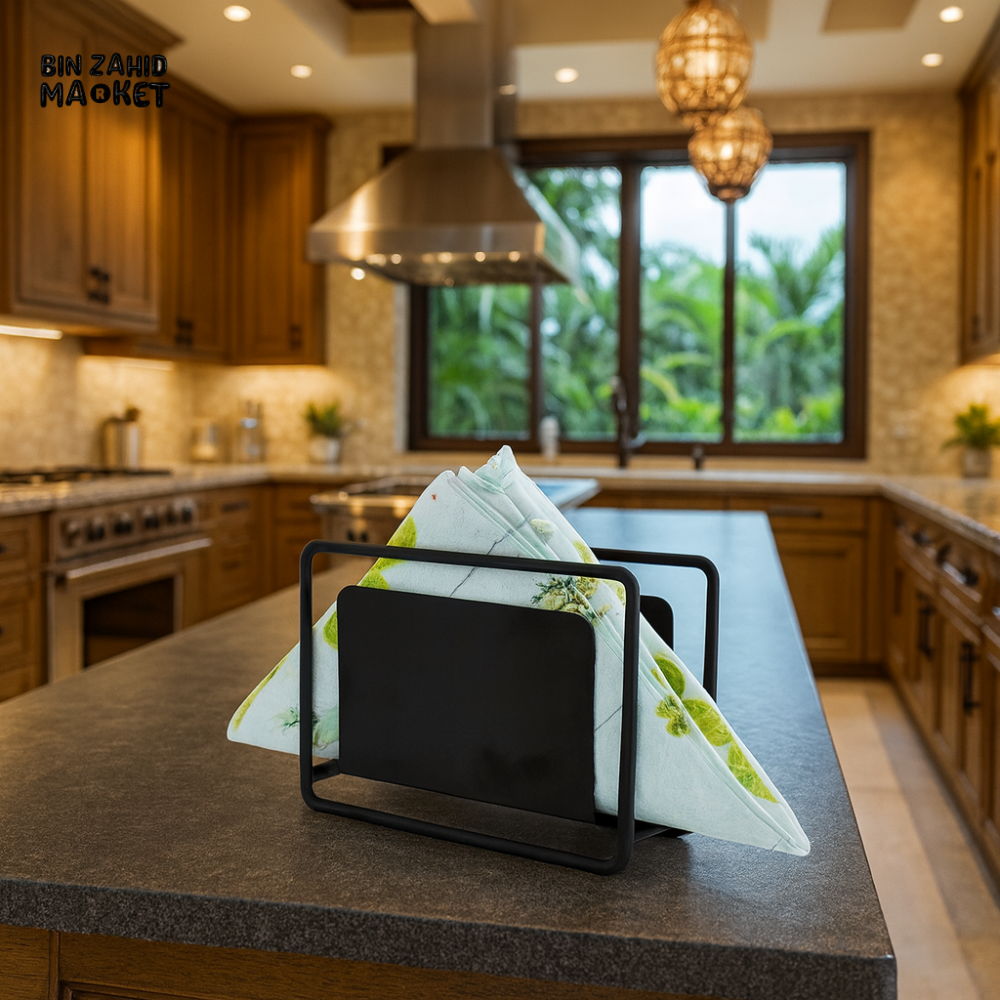 NAPKIN HOLDER FOR LUXUR KITCHEN COUNTER – MODERN BLACK METAL YM 5215B