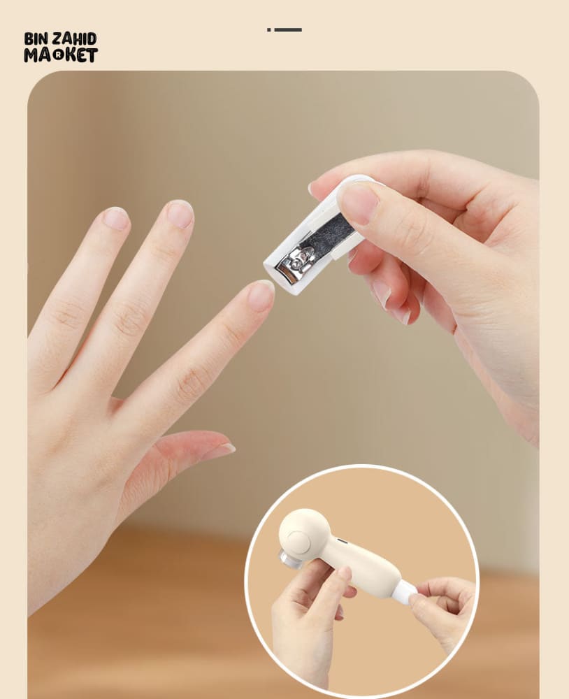 NEW 6-IN-1 LED LIGHT ELECTRIC NAIL CLIPPER – SAFE BABY MANICURE & GROOMING KIT