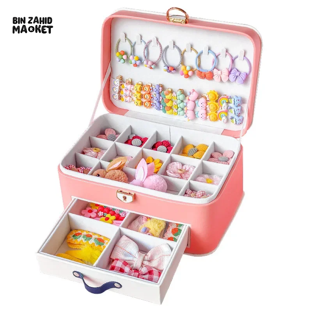 NEW LEATHER JEWELRY BOX PACKAGING BOX FOR NECKLACE HAIRPIN & PEARL ACCESSORIES - CHILDREN'S DESKTOP JEWELRY ORGANIZER