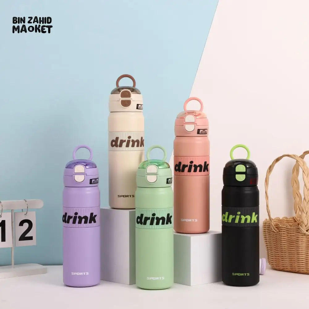 NEW PORTABLE SPORTS WATER BOTTLE – 304 STAINLESS STEEL LARGE CAPACITY INSULATED BOUNCY CUP FOR STUDENTS