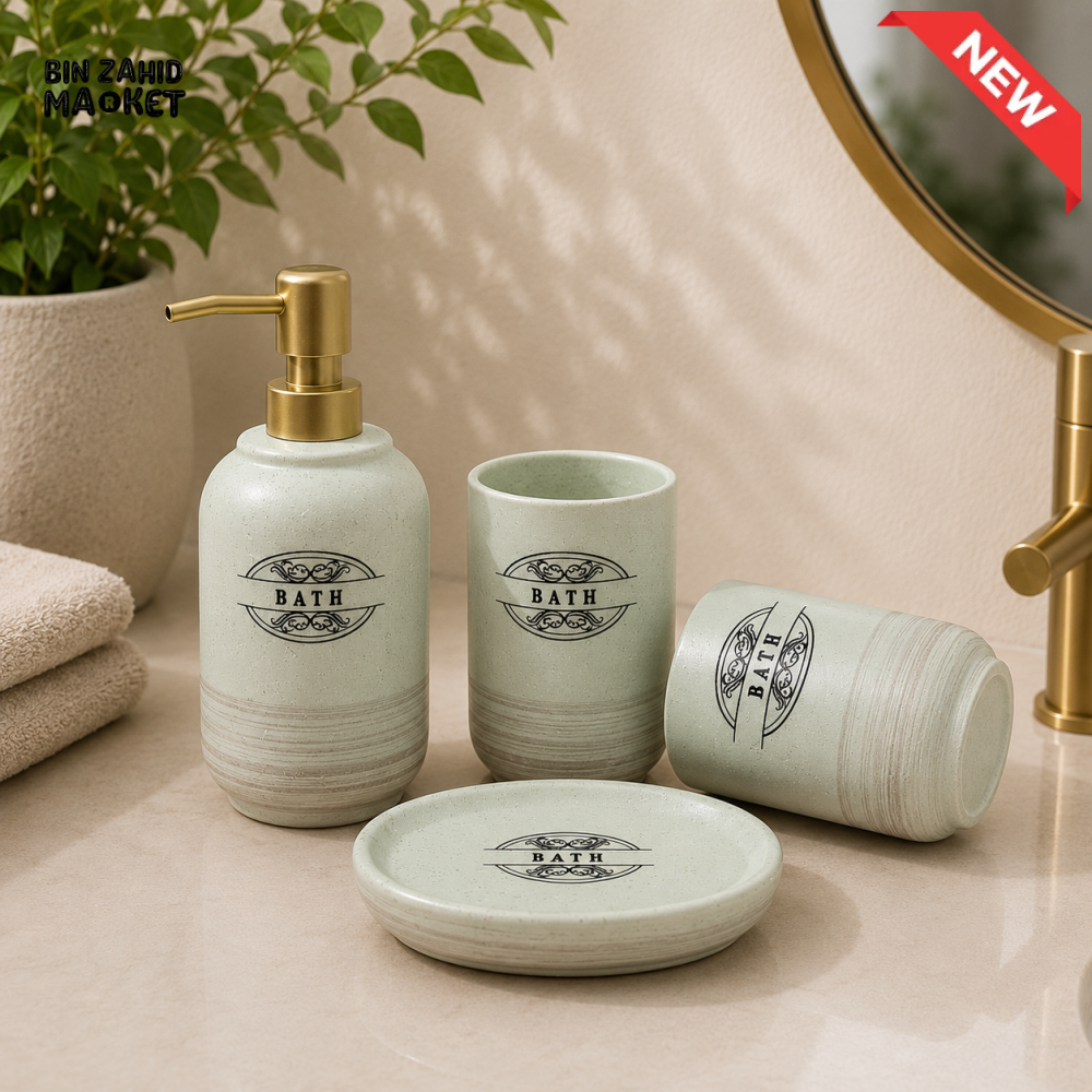 NORDIC CERAMIC BATHROOM VANITY SET – 4 PIECE LUXURY COLLECTION - Green