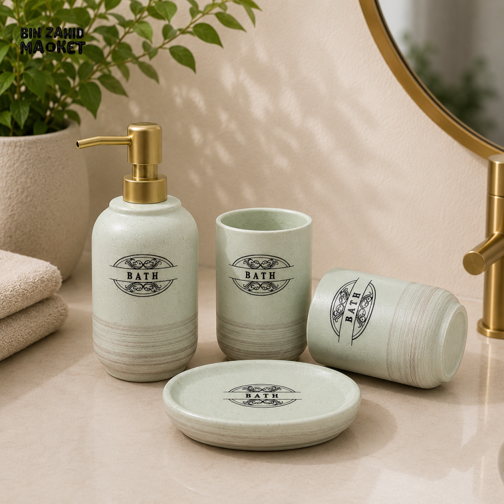 NORDIC CERAMIC BATHROOM VANITY SET – 4 PIECE LUXURY COLLECTION - Green