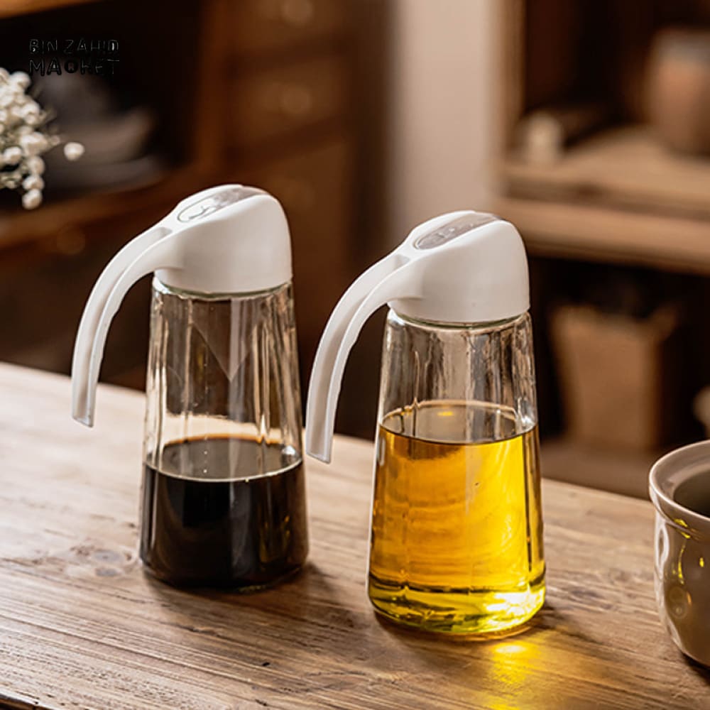 NORDIC GLASS OIL POT WITH SCALE – DRIP-FREE KITCHEN OIL DISPENSER FOR OLIVE OIL & SAUCES