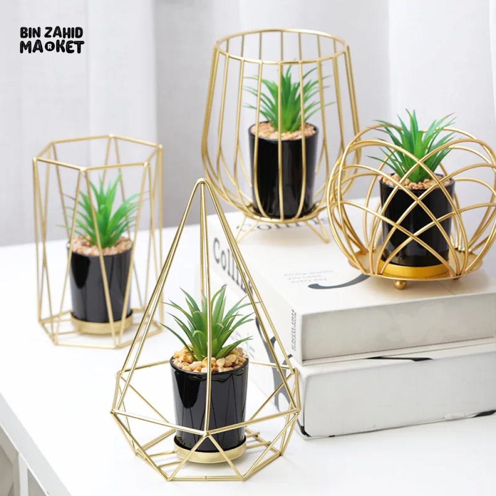 NORDIC LUXURY IRON HANDICRAFT PLANT ORNAMENTS - GOLDEN CURVE POT