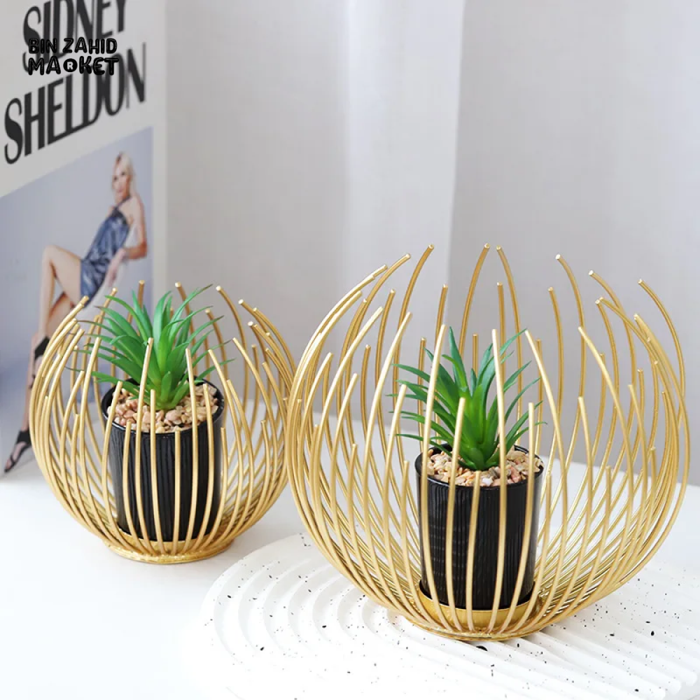 NORDIC LUXURY IRON HANDICRAFT PLANT ORNAMENTS - GOLDEN CURVE POT
