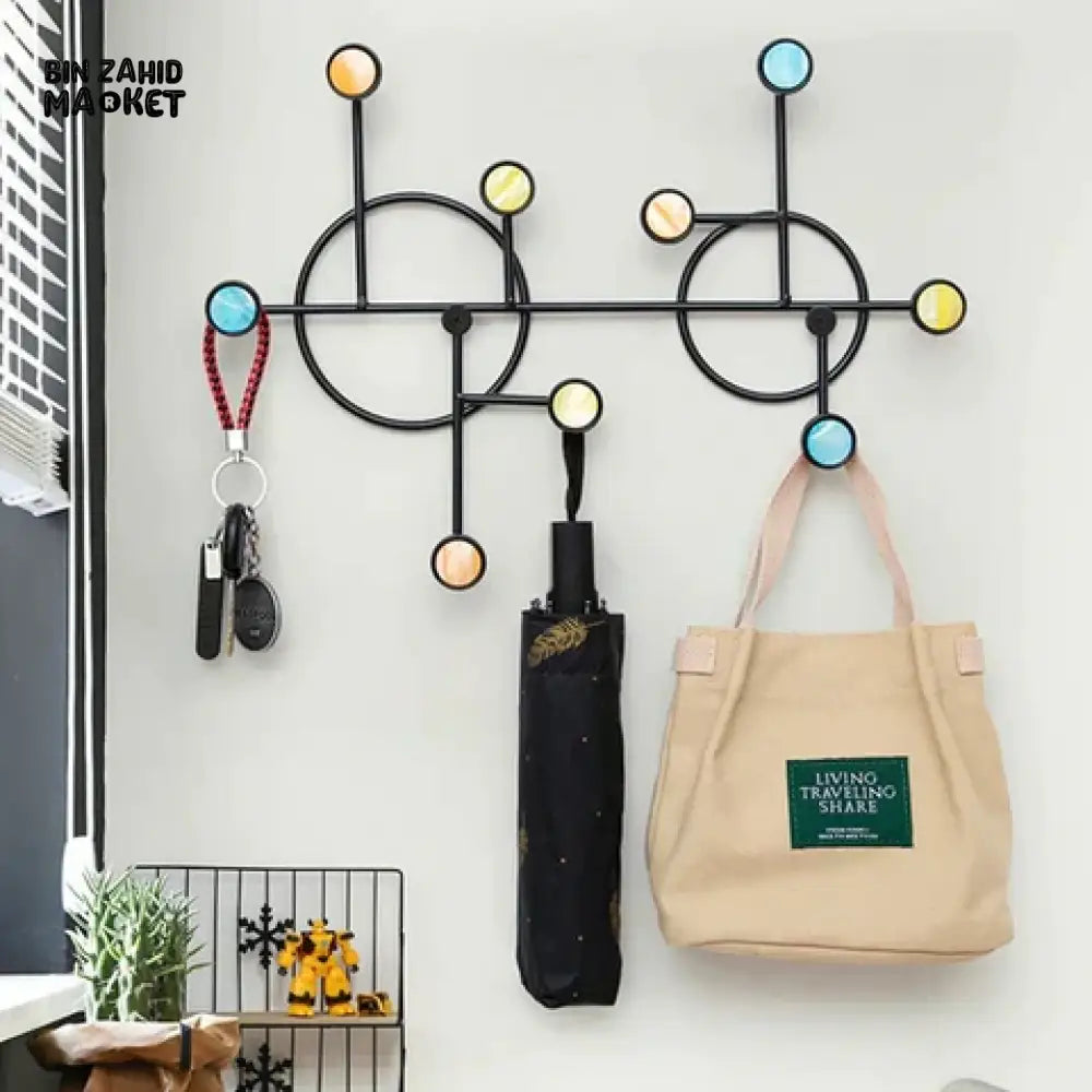 NORDIC STYLE WALL SHELF WITH HOOKS - CIRCLE