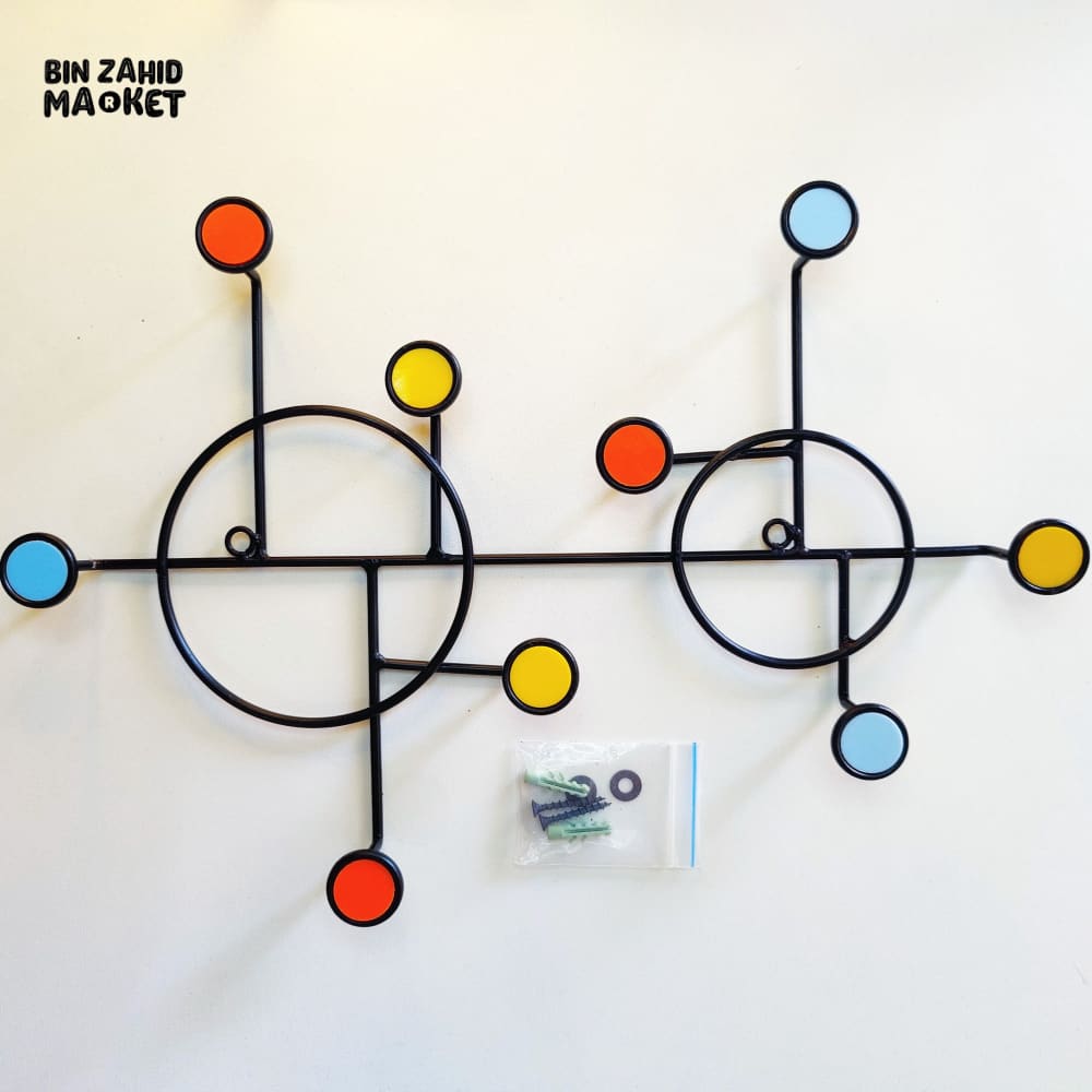 NORDIC STYLE WALL SHELF WITH HOOKS - CIRCLE