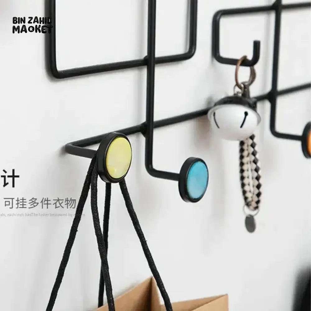 NORDIC STYLE WALL SHELF WITH HOOKS - RECTANGLE