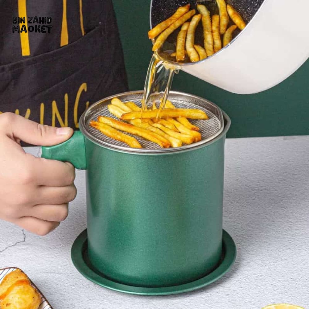 OIL FILTER POT WITH WOODEN HANDLE